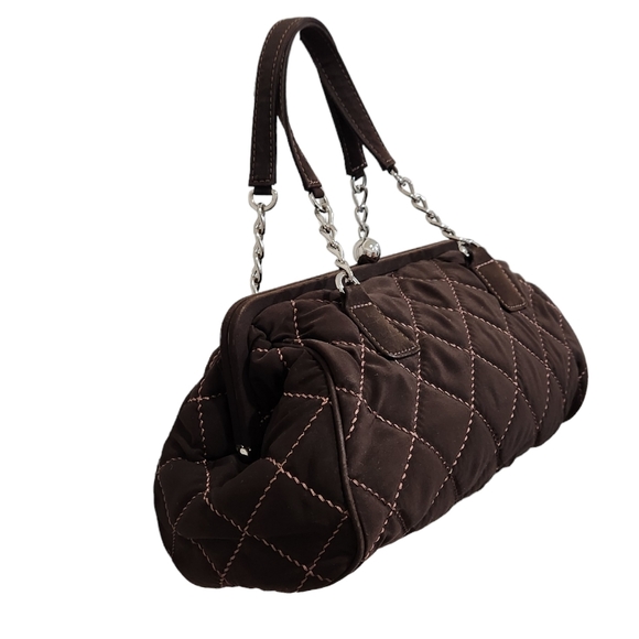 Vera Bradley Brown Quilted Floral Lining  Handbag Purse With Match Wristlet - Picture 2 of 14